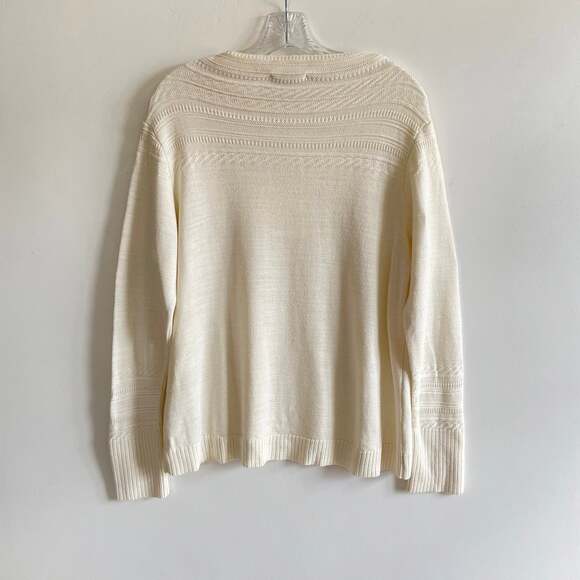 Sympli Canada Women’s Cream Rollneck Textured Pullover Sweater - Picture 3 of 5